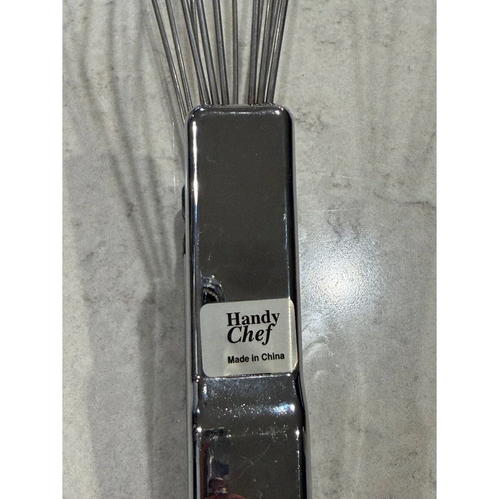 Vintage Handy Chef 2-in-1 Stainless Steel Flat Whisk and Tongs Kitchen Tool